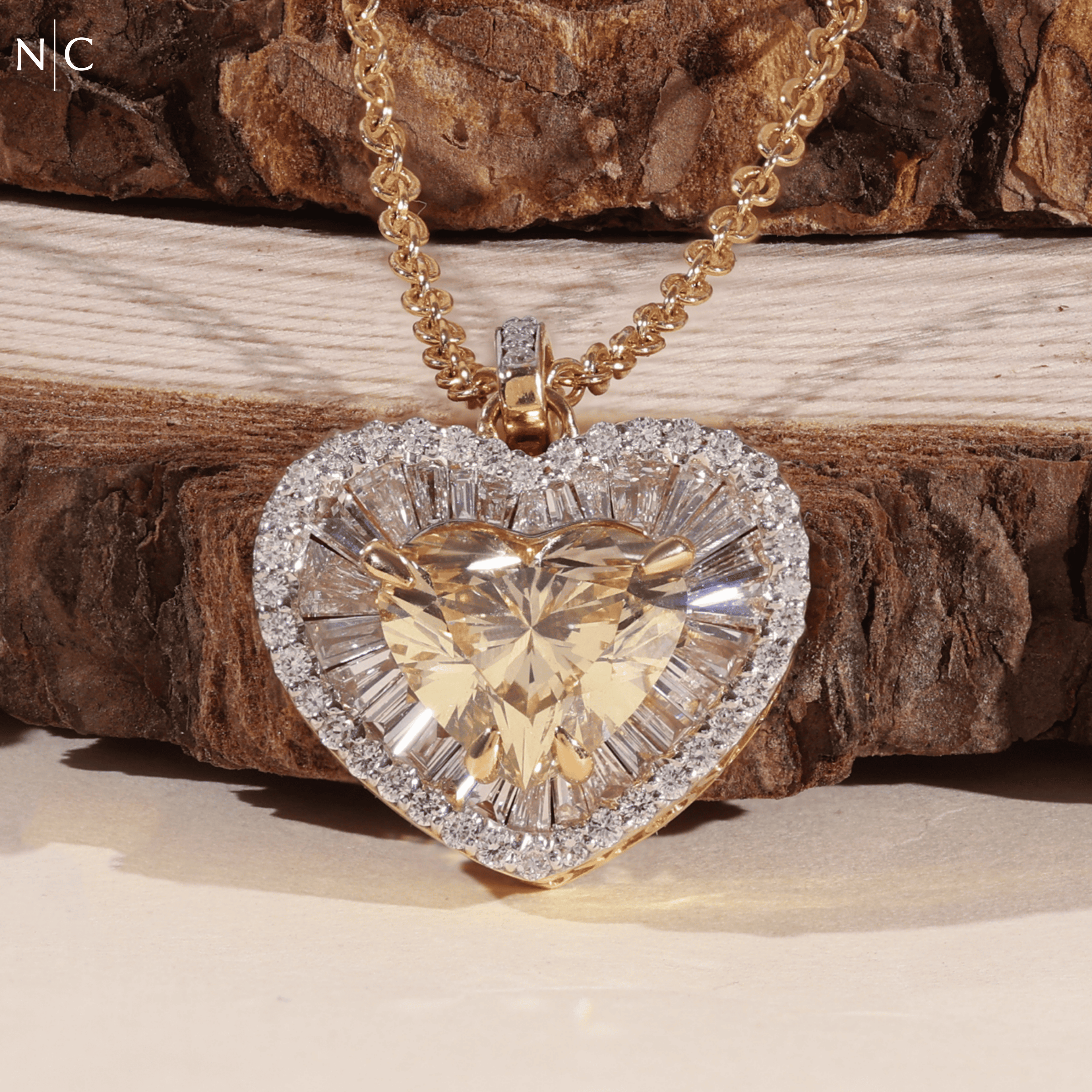 Heart Cut Yellow Diamond Pendent Necklace