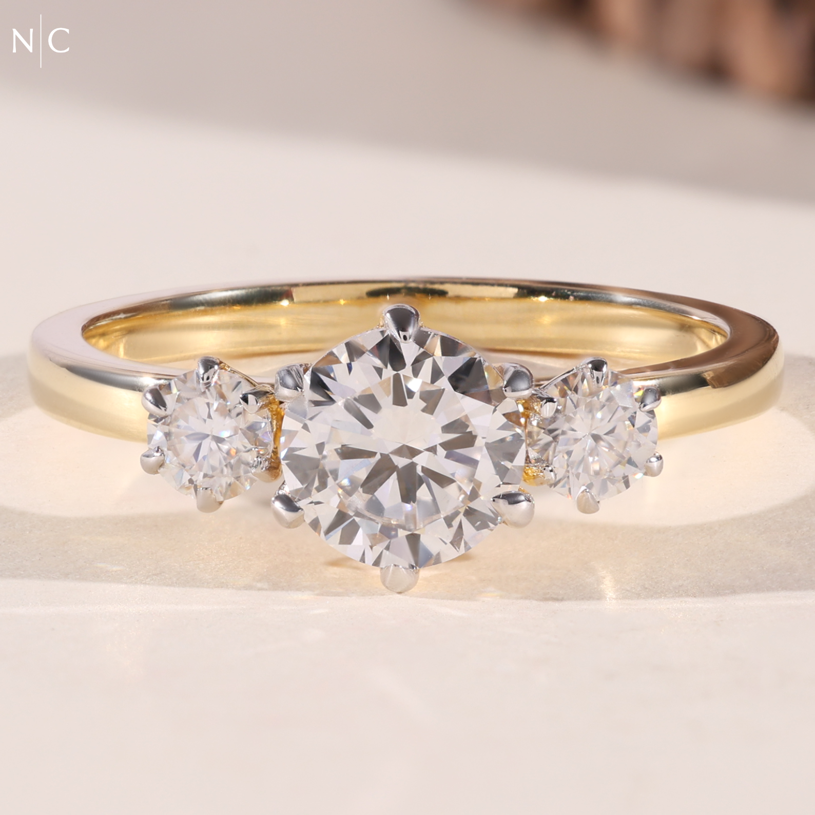 Three Stone Round Cut Classic Engagement Ring