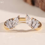 Unique Open Bypass Floral Wedding Ring