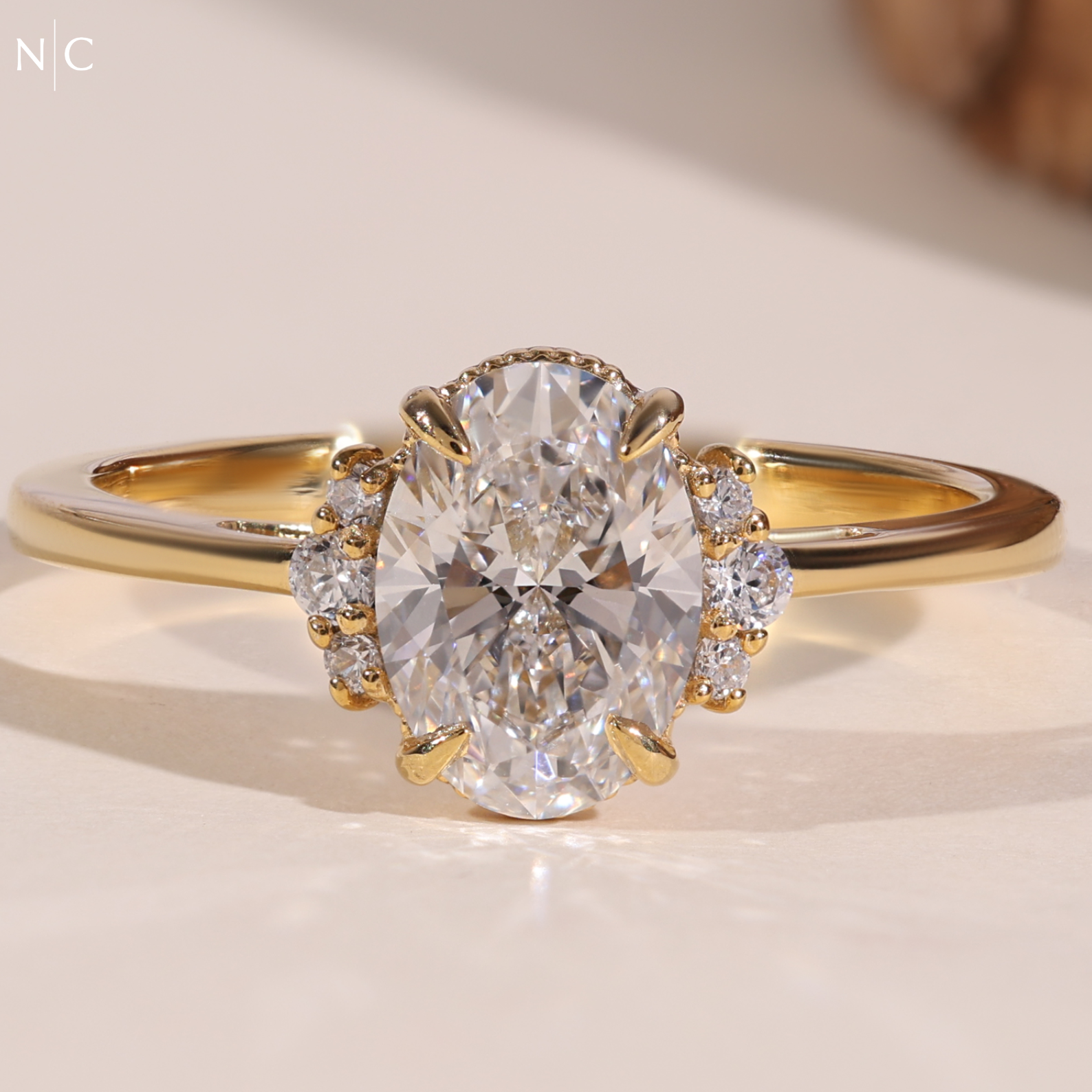 Oval Cut Hidden Halo Solitaire Ring