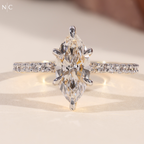 Marquise Cut Pave Solitaire Engagement Ring