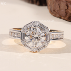 Round Cut Art Deco Halo Engagement Ring