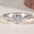 Round Cut Beaded Twist Pave Diamond Ring
