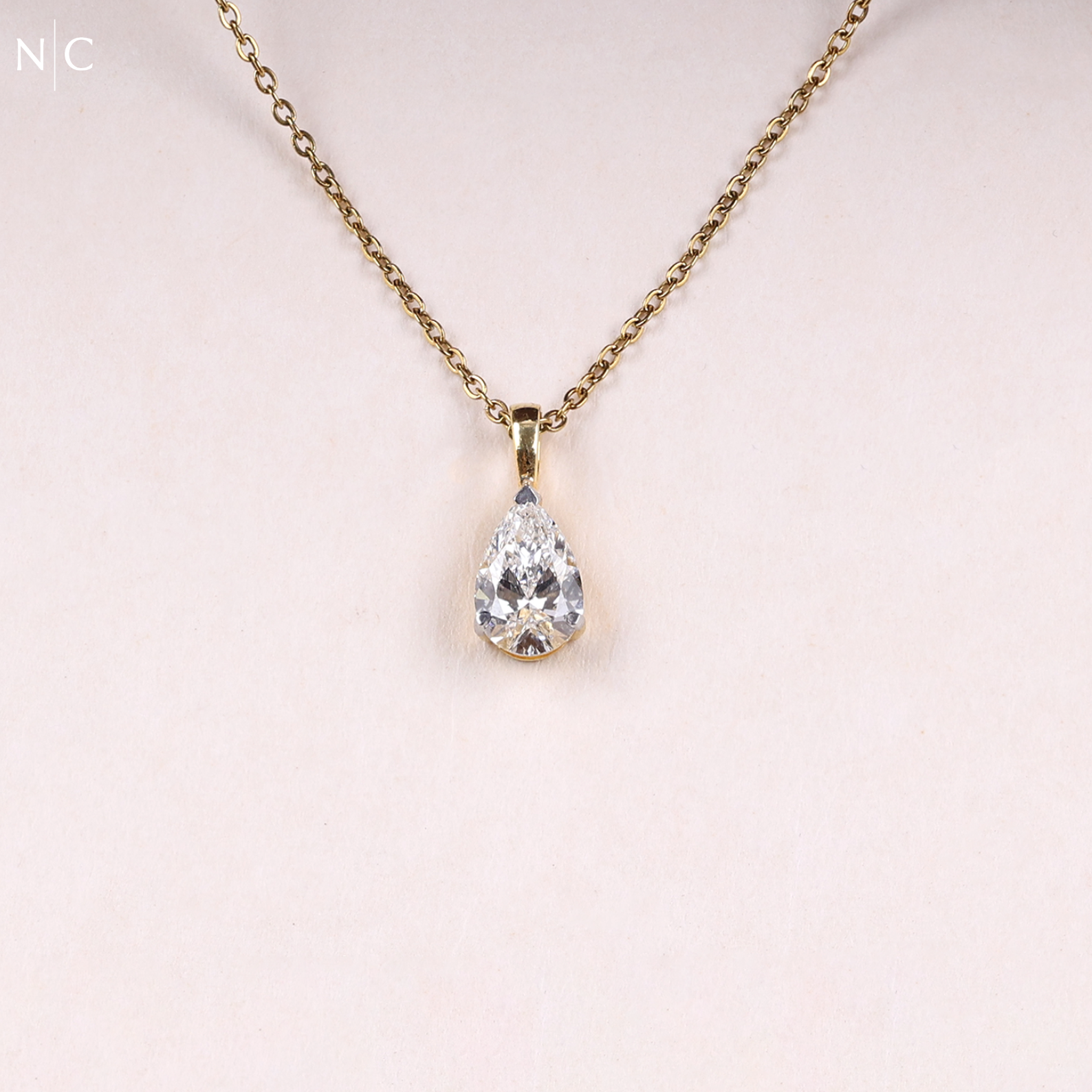 Pear Cut Solitaire Diamond Pendant