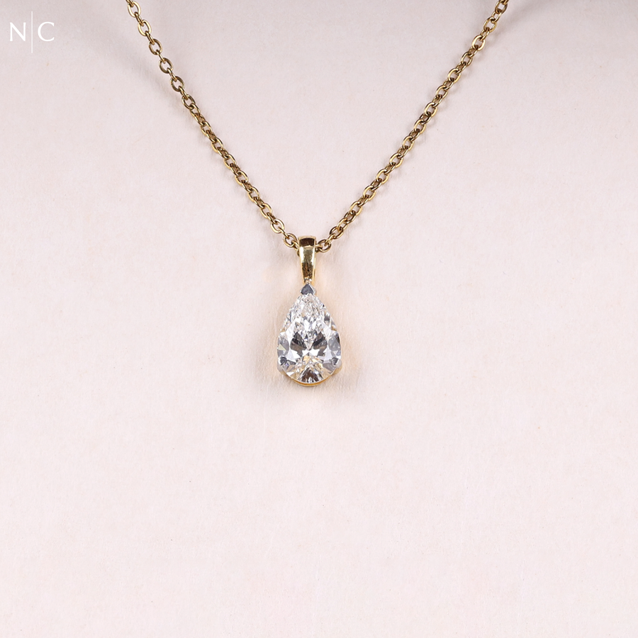 Pear Cut Solitaire Diamond Pendant
