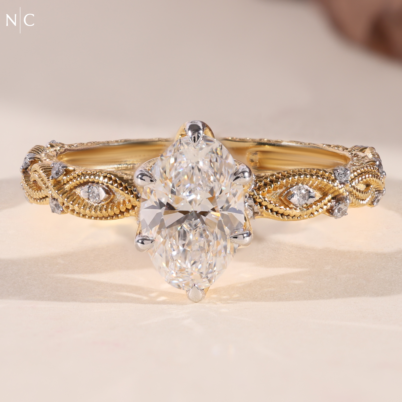 Oval Cut Vintage Milgrain Engagement Ring