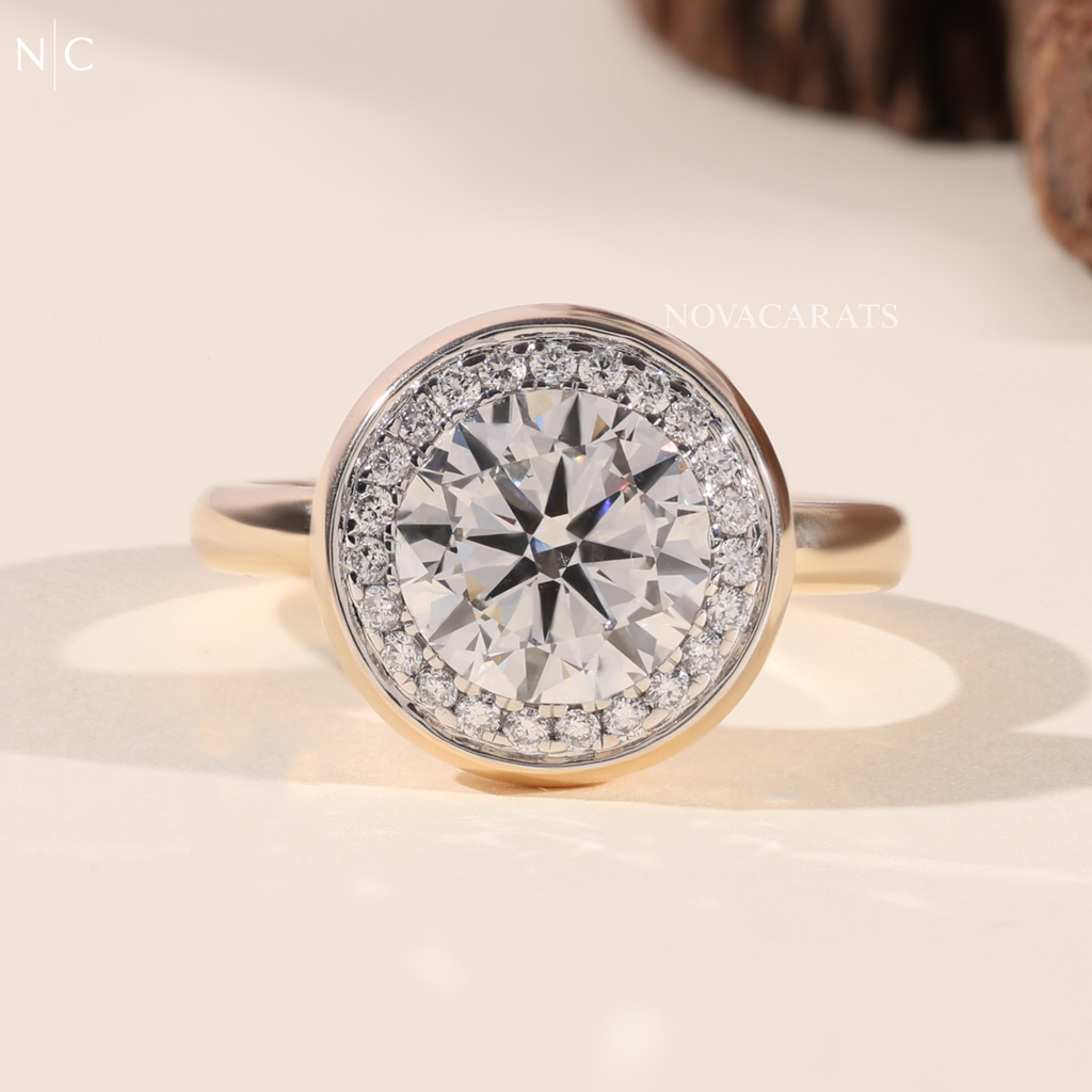 Round Cut Lab Grown Diamond Halo Ring