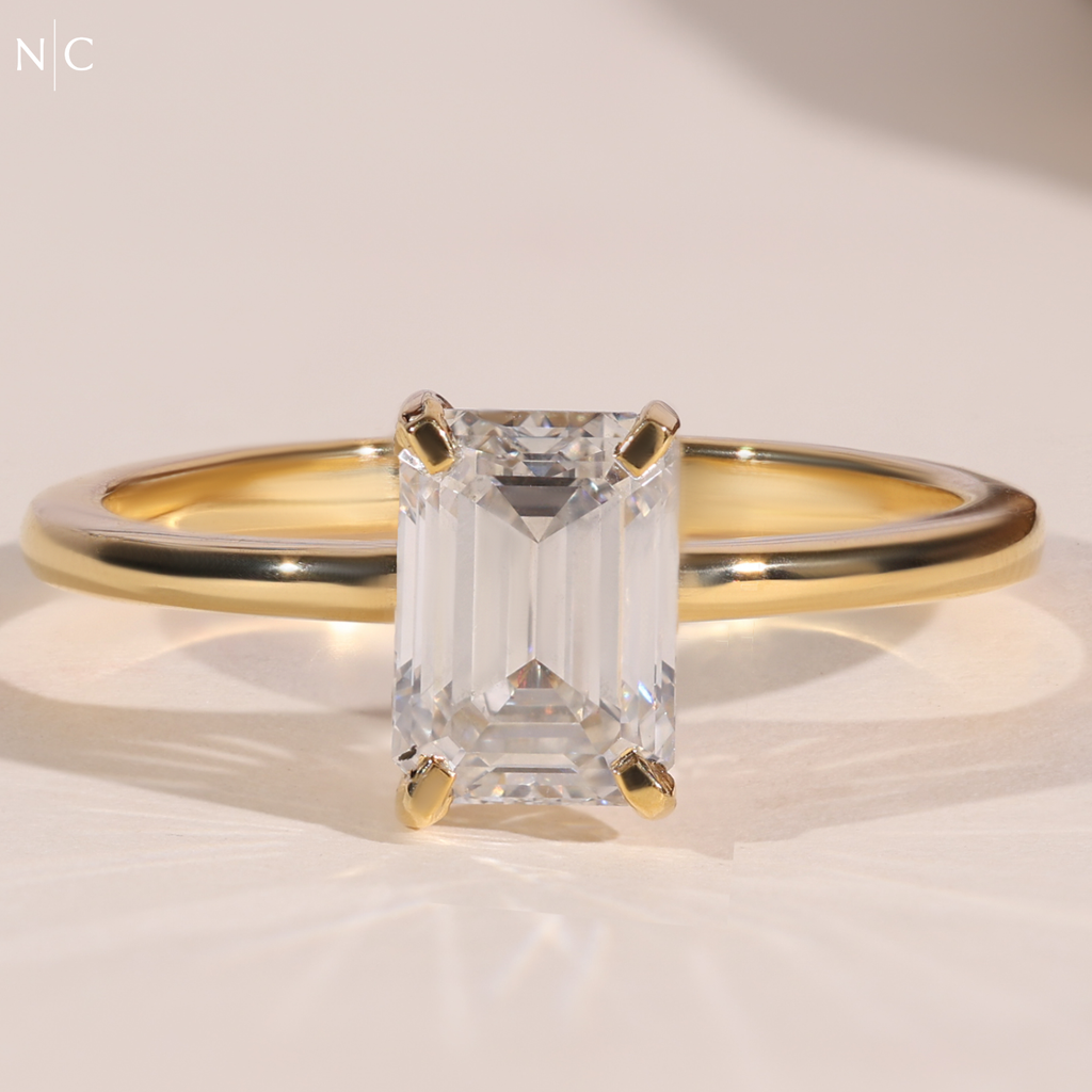 Emerald Cut 4 Prong Solitaire Ring