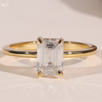 Emerald Cut 4 Prong Solitaire Ring