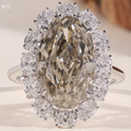 Vintage Floral Champagne Oval Halo Ring