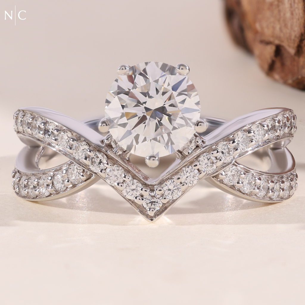 Round Cut Infinity Twist Bypass Split Shank Ring