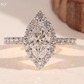 Marquise Cut Unique Floral Halo Ring