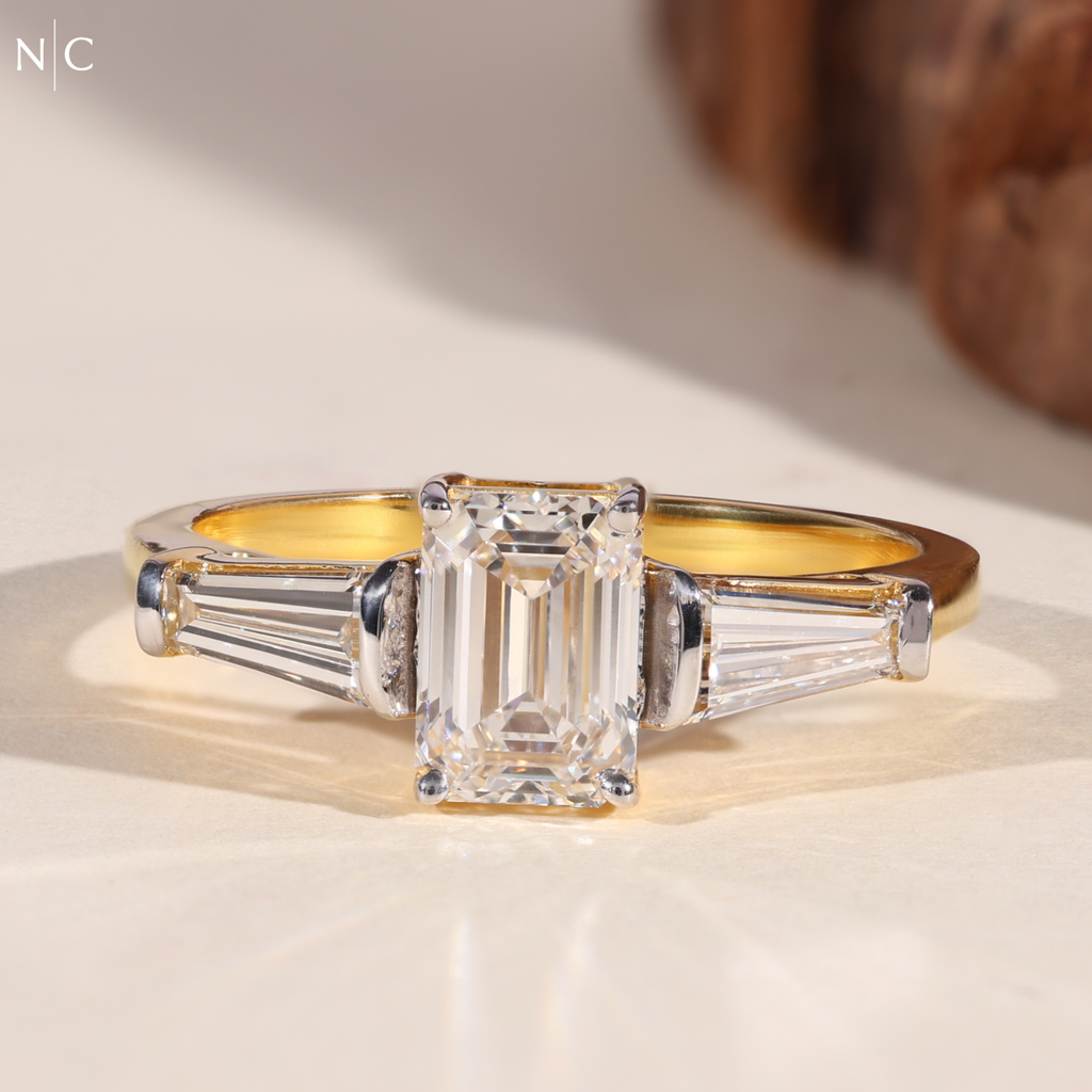 Emerald Cut Three Stone Diamond Ring