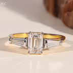 Emerald Cut Three Stone Diamond Ring
