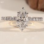 Marquise Cut Unique Hidden Halo Engagement Ring