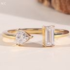 Modern Bypass Emerald & Trillion Cut Diamond Ring