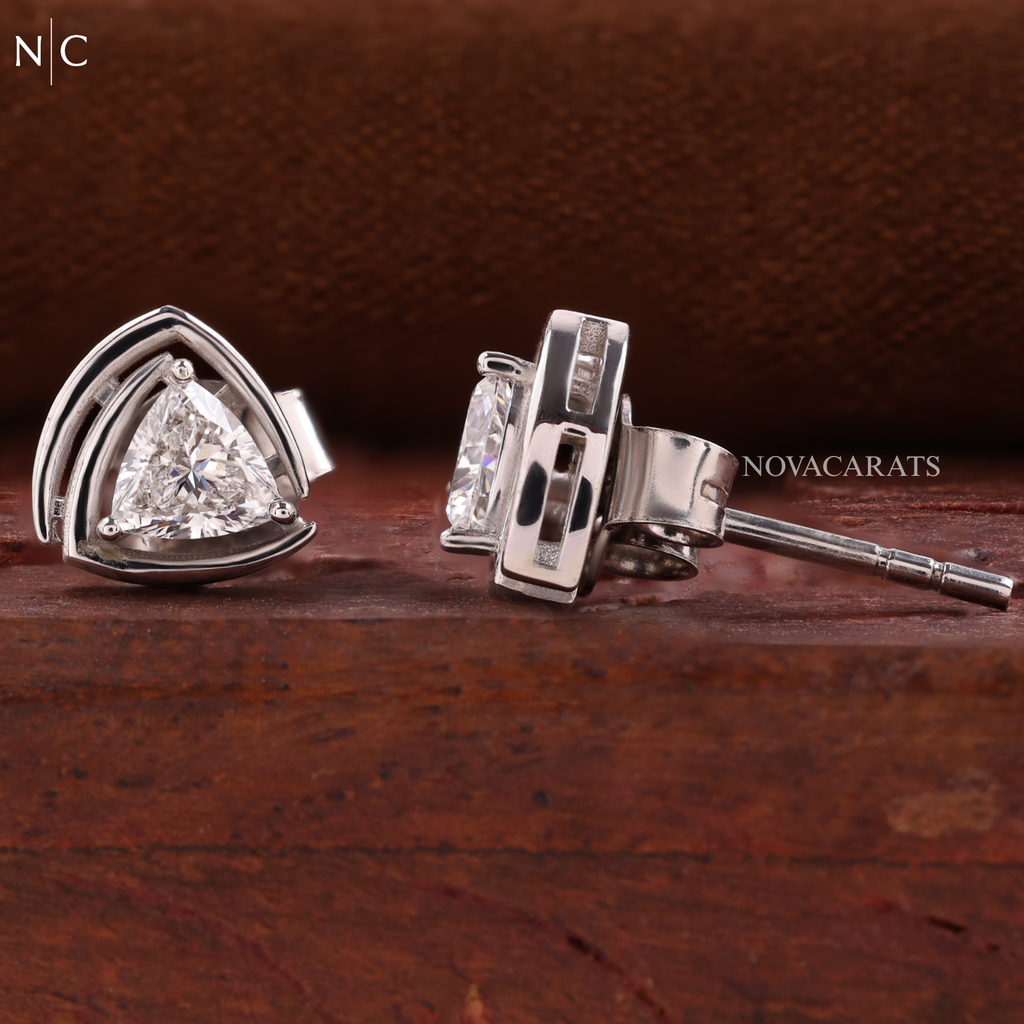 Modern Trillion Cut Stud Earrings