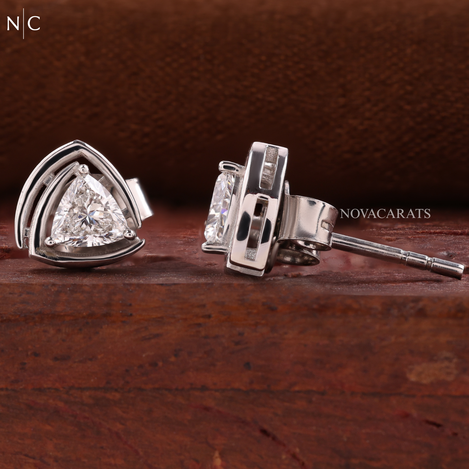 Modern Trillion Cut Stud Earrings
