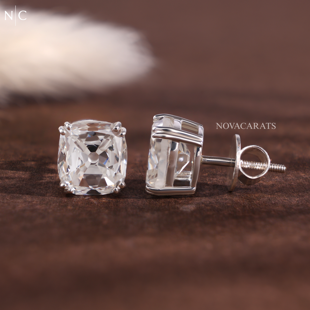Cushion Cut Solitaire Stud Earrings