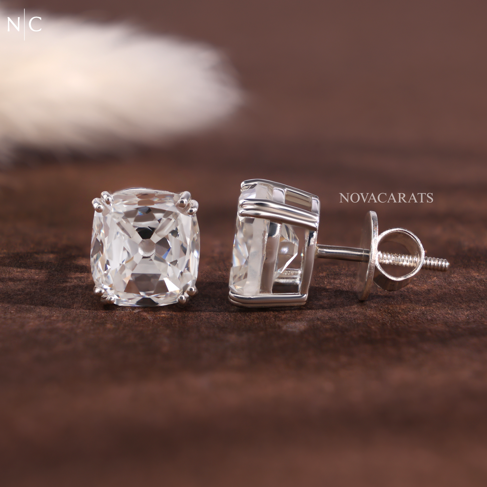 Cushion Cut Solitaire Stud Earrings