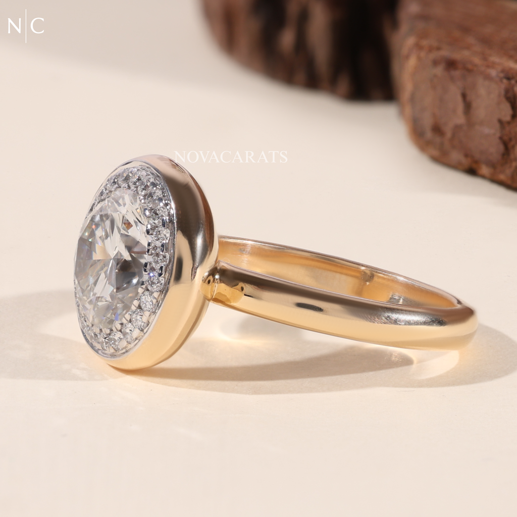 Round Cut Lab Grown Diamond Halo Ring