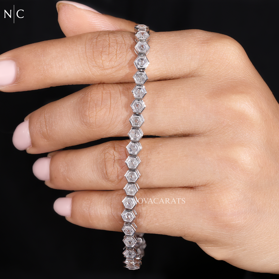 Hexagonal Cut Diamond Tennis Bracelet