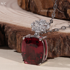 Cushion Cut Ruby Flower Accent Pendent