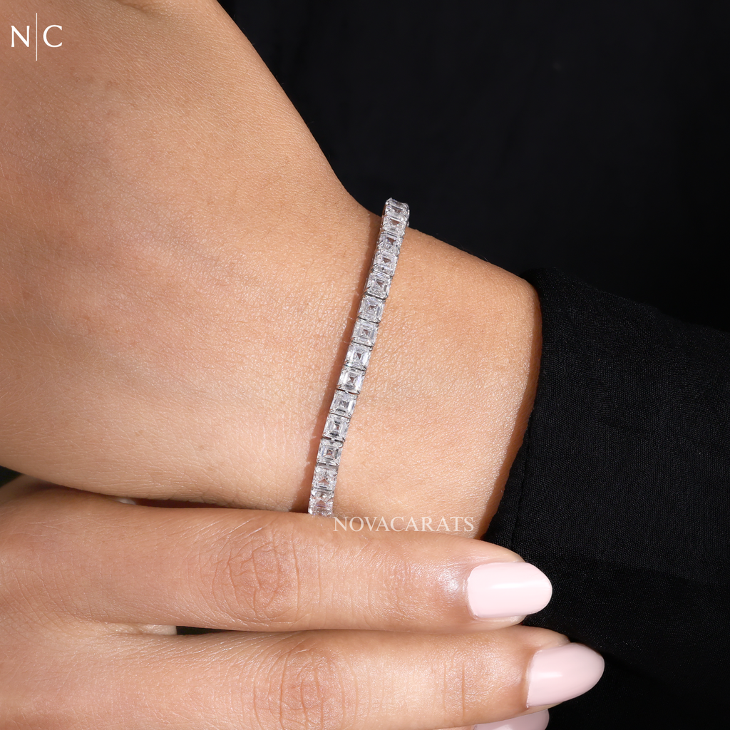 Classic Asscher Cut Diamond Tennis Bracelet