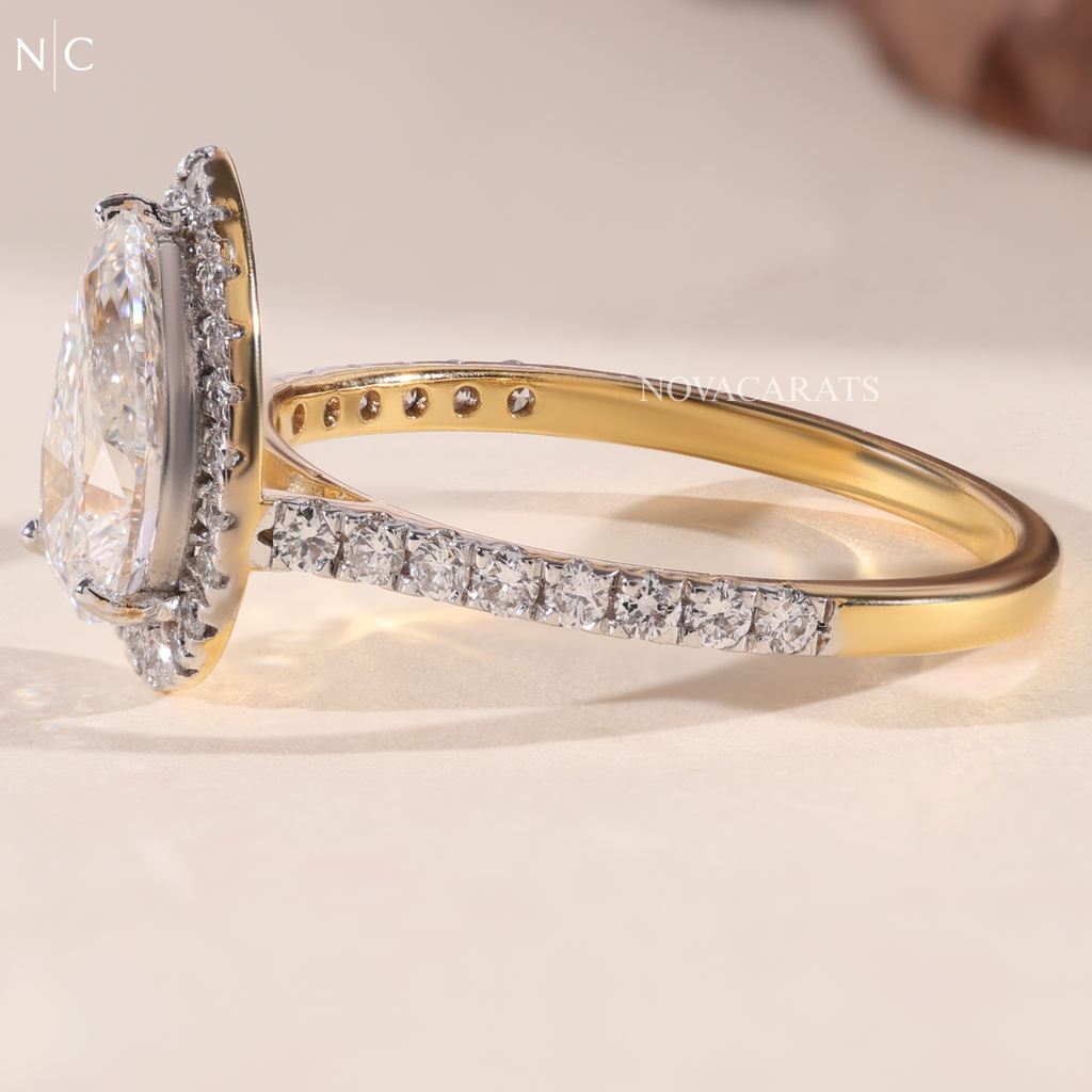 Pear Cut Unique Halo Engagement Ring