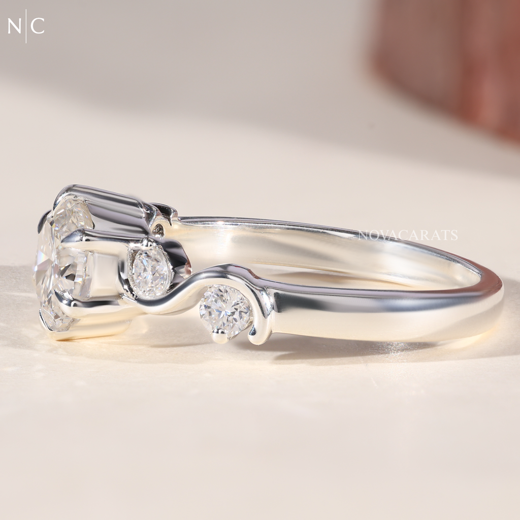 Round Cut Nature Inspired Leaf Vine Ring