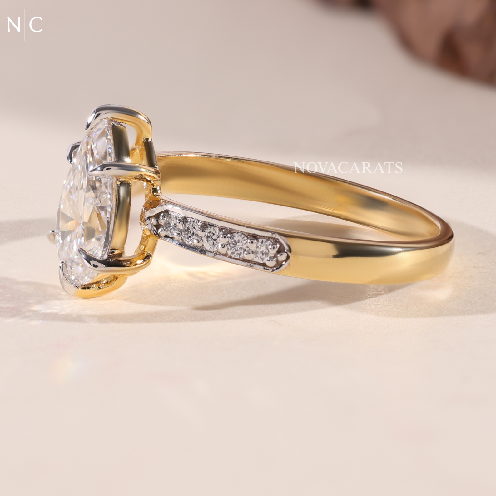 Pear Cut Hidden Halo Solitaire Ring
