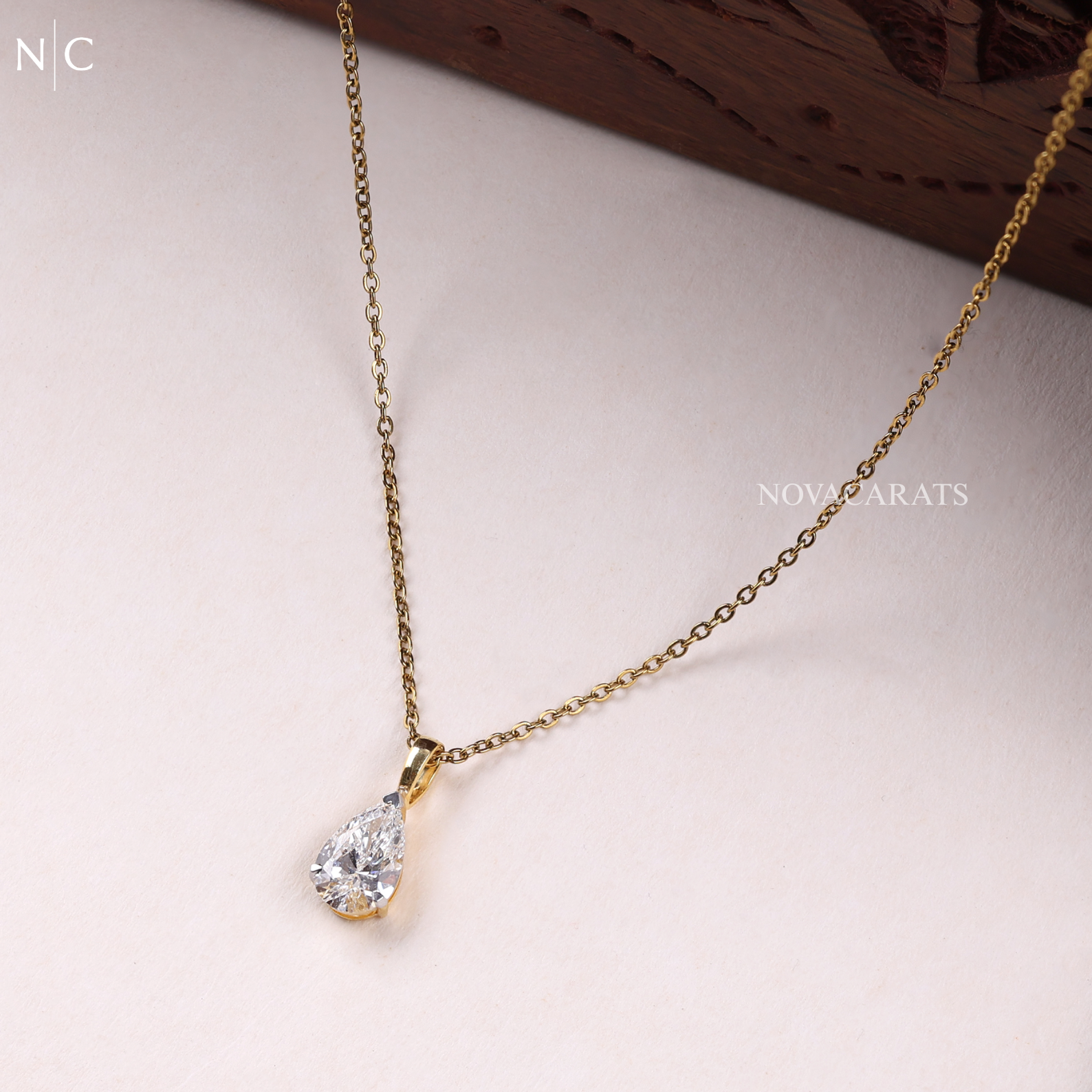Pear Cut Solitaire Diamond Pendant