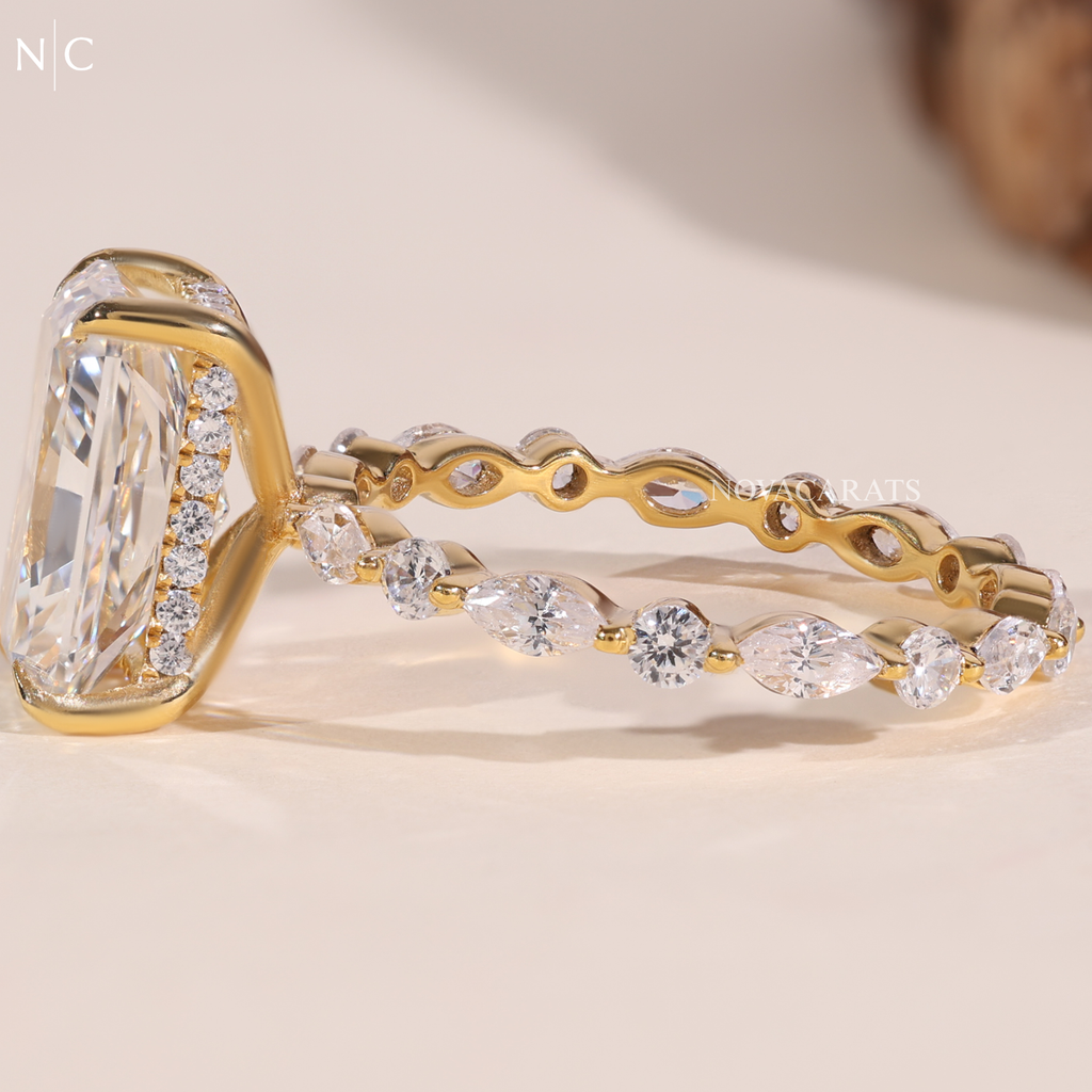Radiant Cut Hidden Halo Engagement Ring