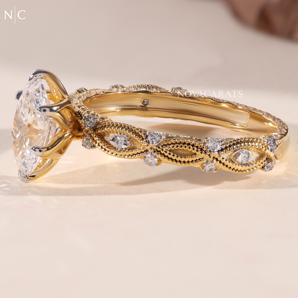 Oval Cut Vintage Milgrain Engagement Ring