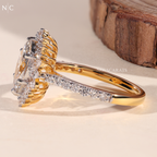 Marquise Cut Floral Halo Vintage Inspired Engagement Ring