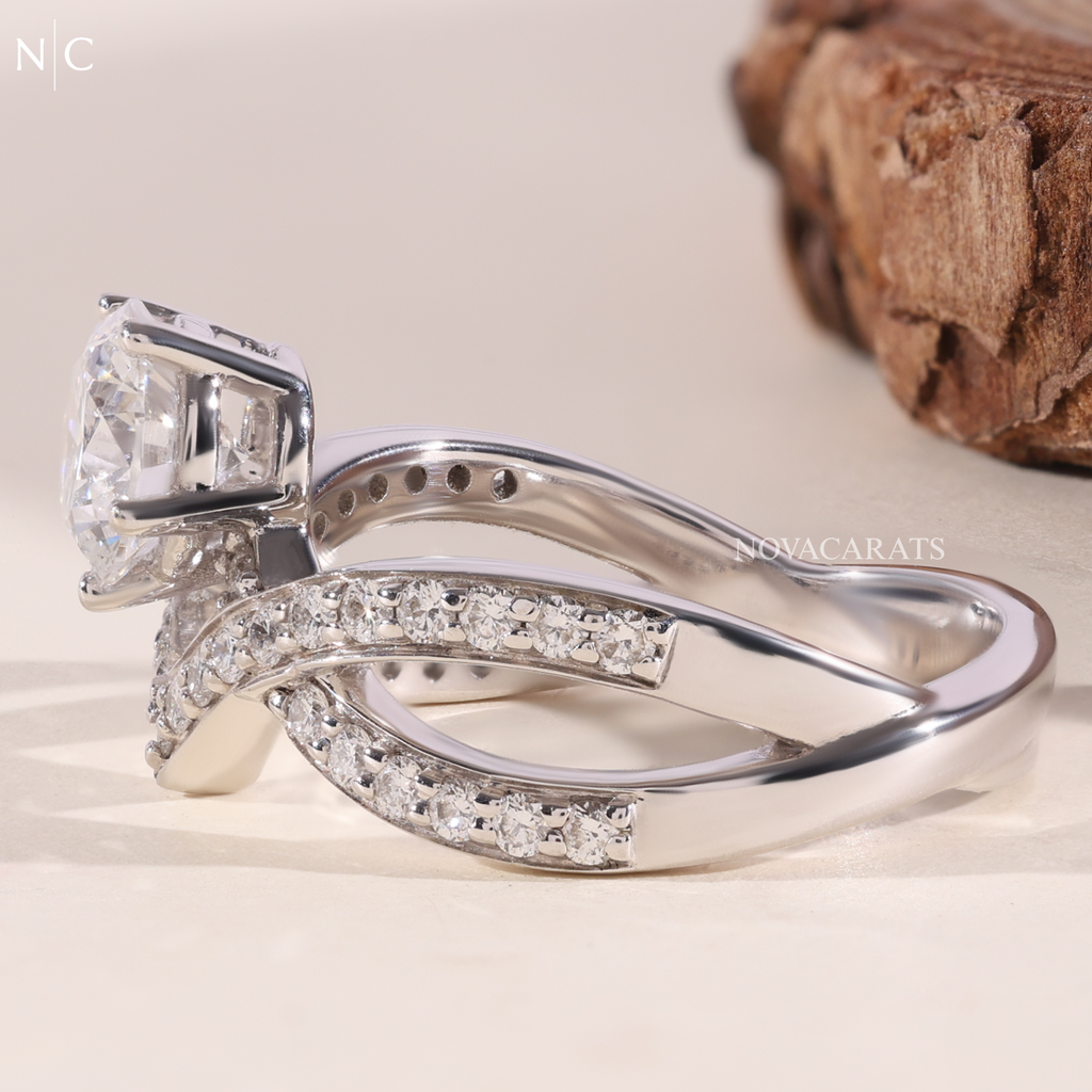 Round Cut Infinity Twist Bypass Split Shank Ring