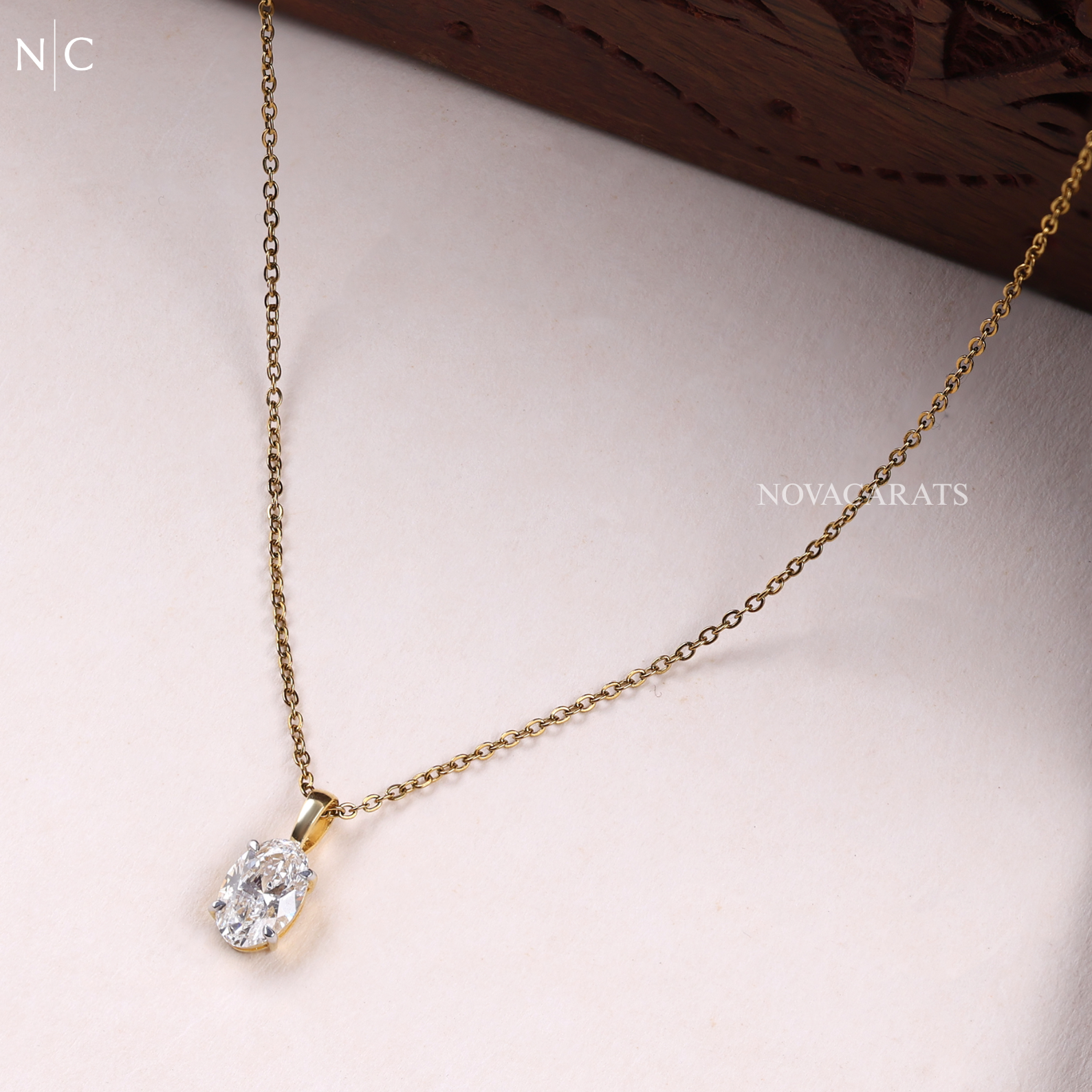 Oval Cut Solitaire Diamond Pendant