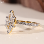 Marquise Cut Pave Solitaire Engagement Ring