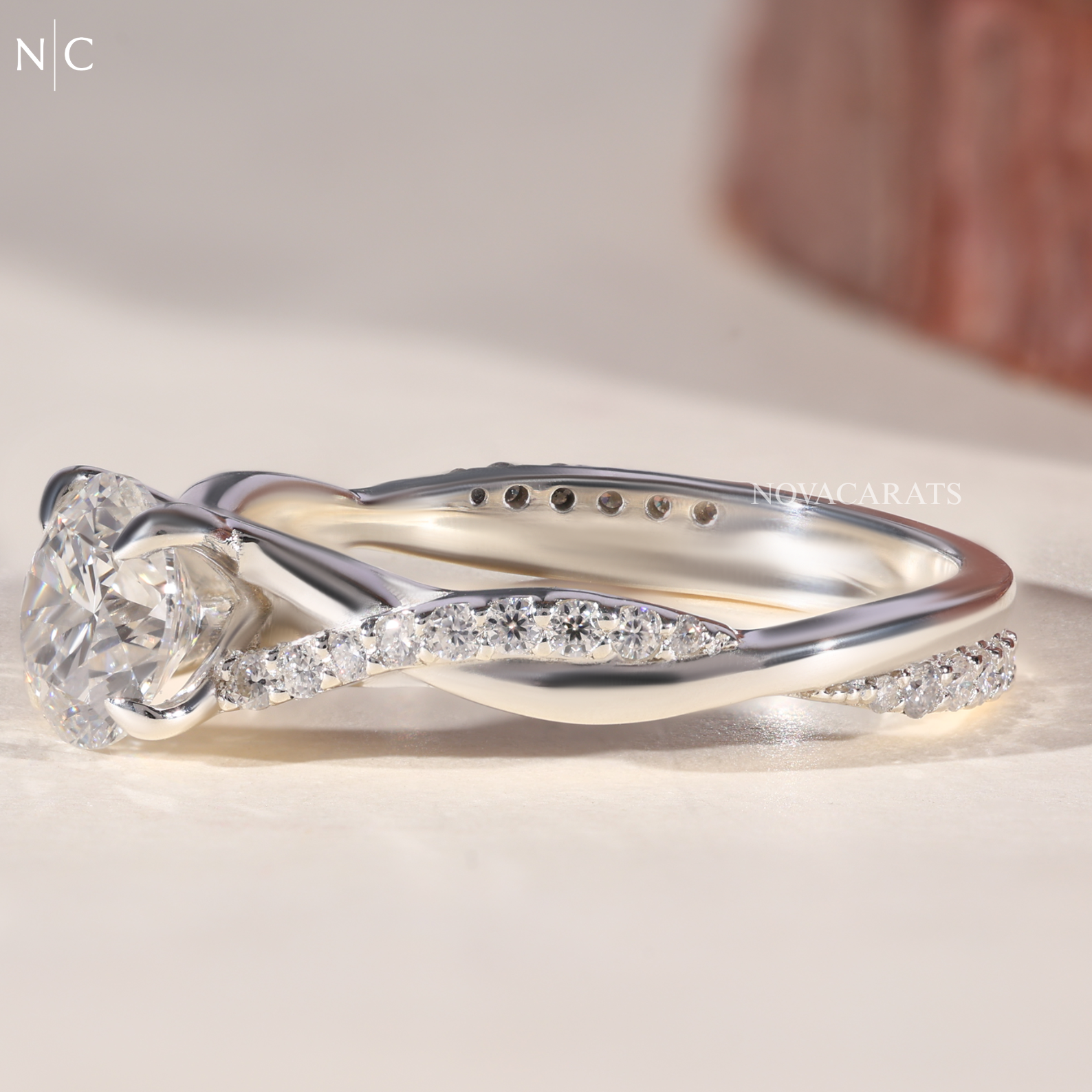 Round Cut Infinity Twist Ring