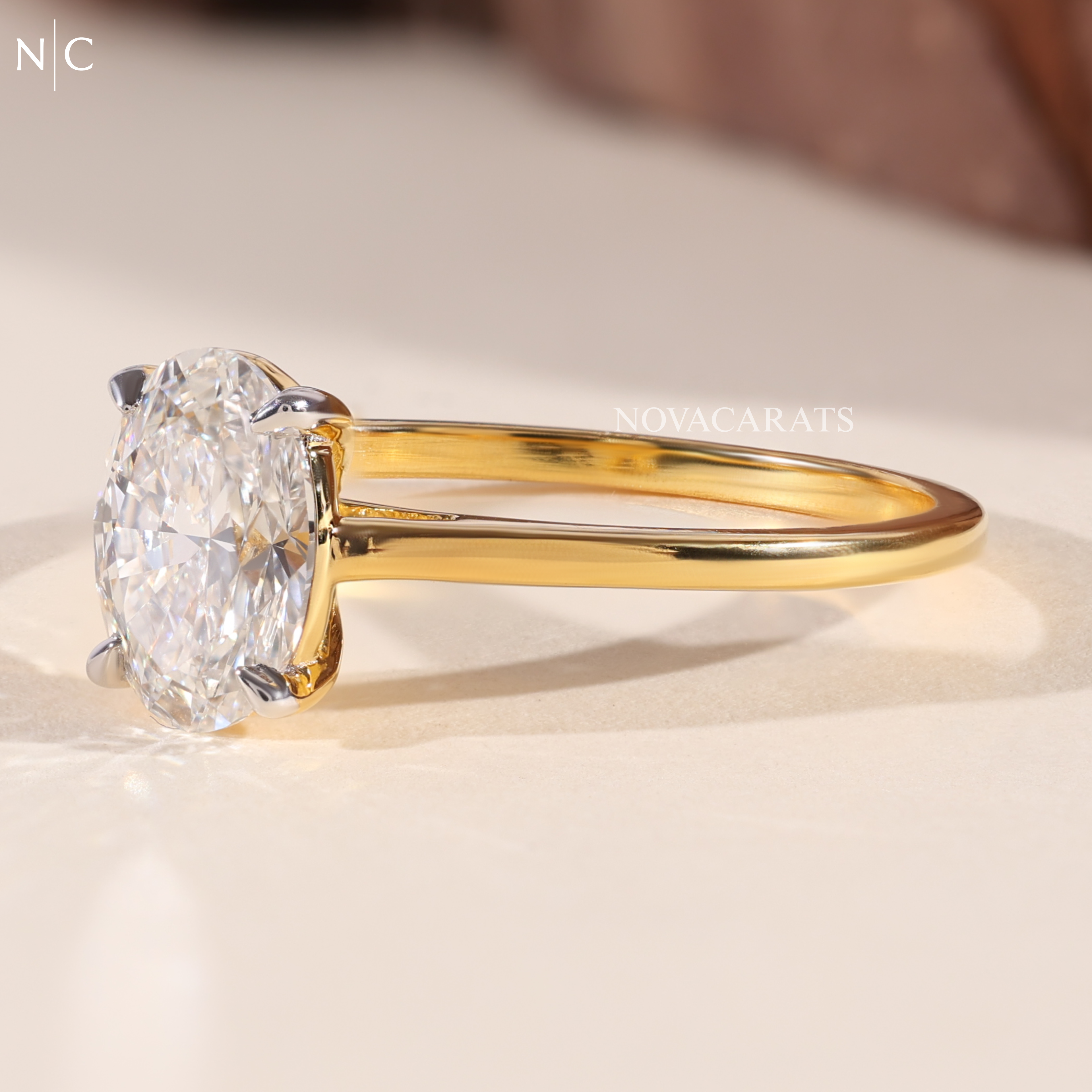 Oval Cut Lab Solitaire Engagement Ring