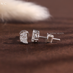 Half Moon Cut Solitaire Stud Earrings