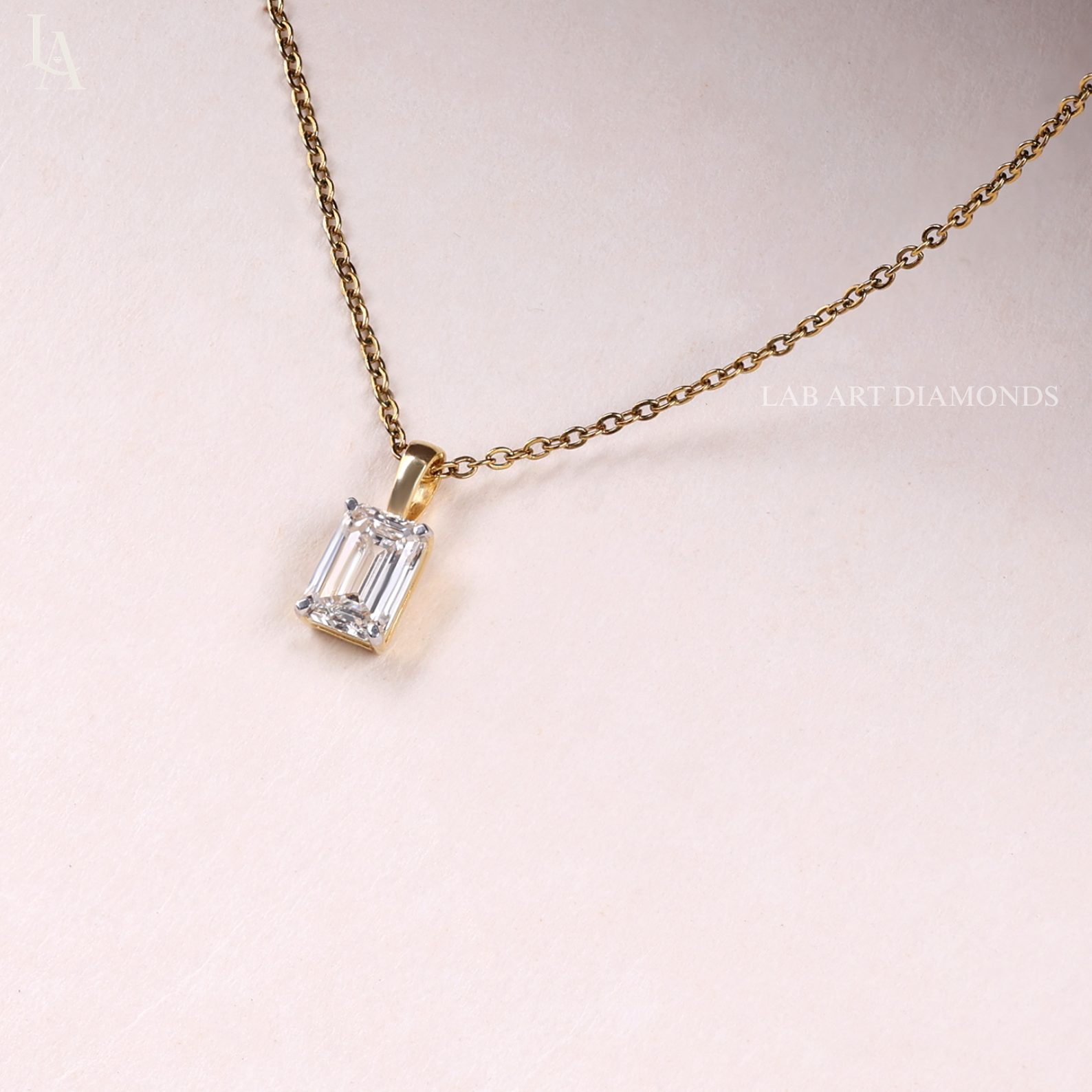 Emerald Cut Solitaire Diamond Pendant