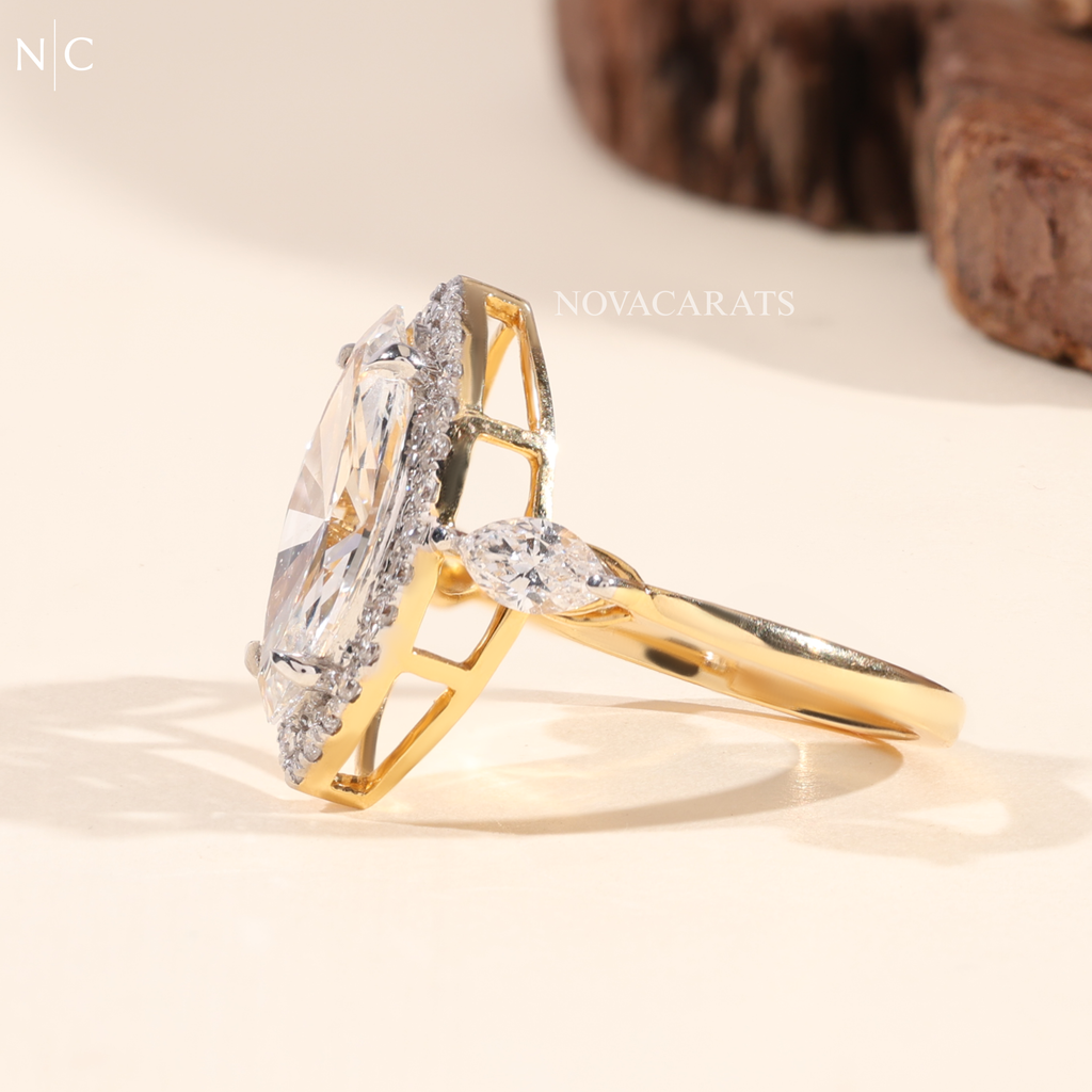 Marquise Lab Grown Diamond Halo Engagement Ring