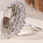 Vintage Floral Champagne Oval Halo Ring
