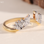 Unique Open Bypass Floral Wedding Ring
