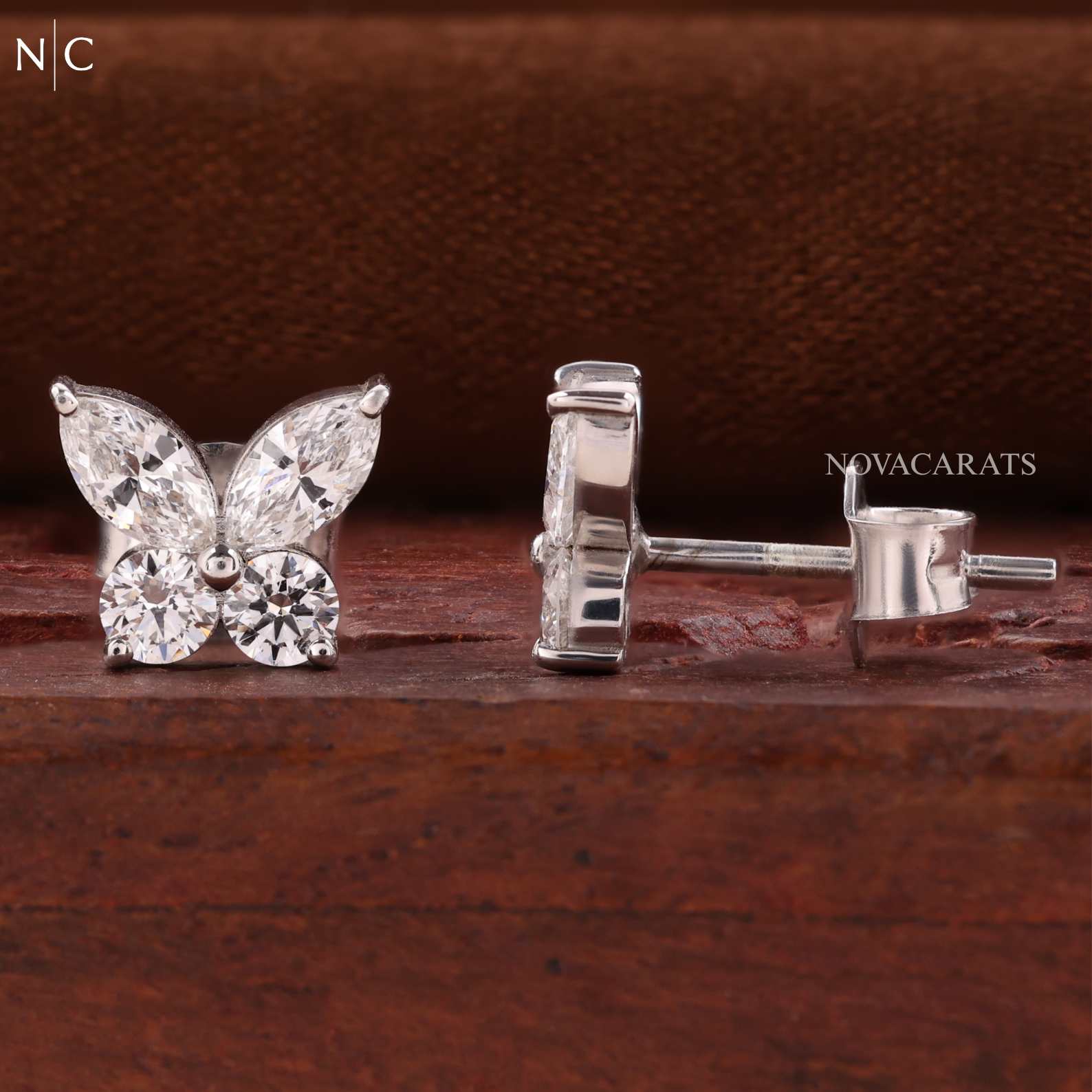 Marquise Cut Butterfly Stud Earrings