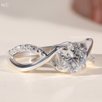 Round Cut Infinity Twisted Pave Band Ring