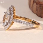 Marquise Cut Unique Floral Halo Ring