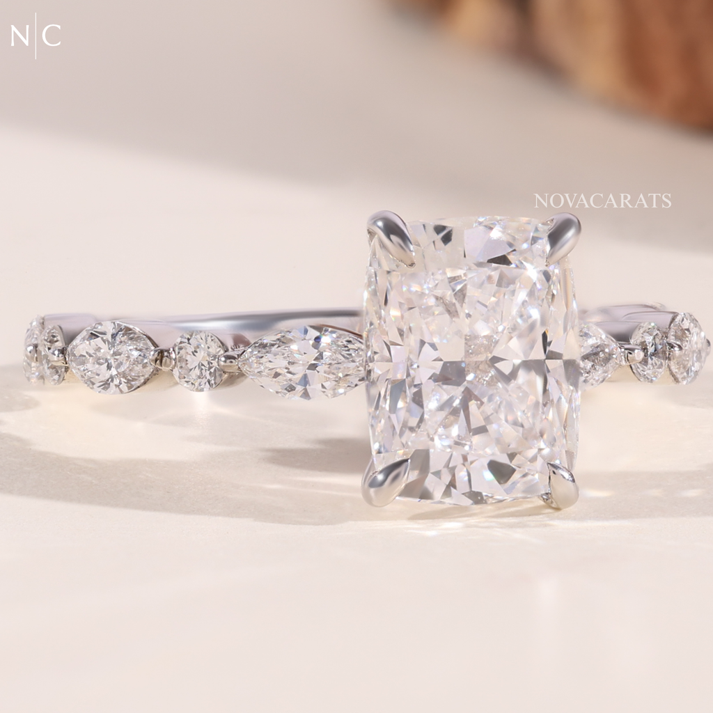 Nature Inspired Radiant Cut Accent Ring