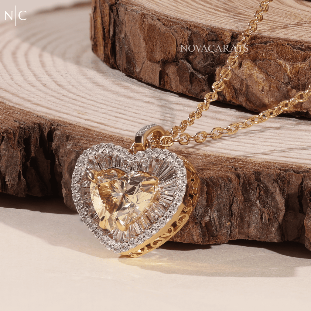 Heart Cut Yellow Diamond Pendent Necklace